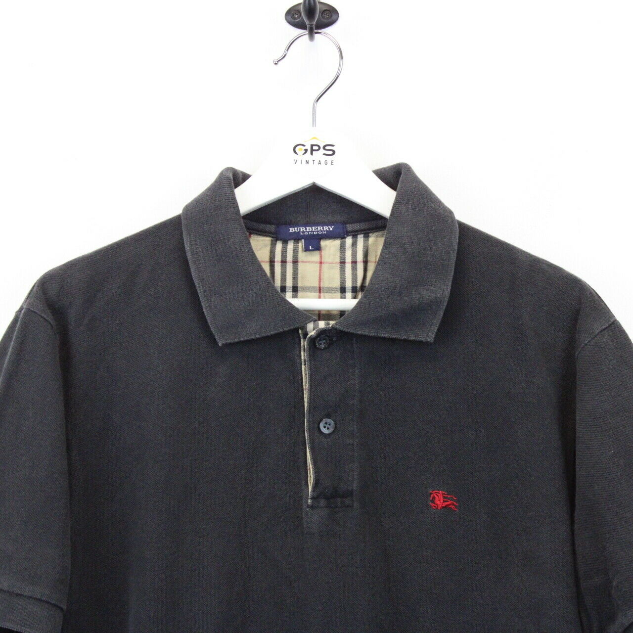 BURBERRY 00s Polo Shirt Black | Large