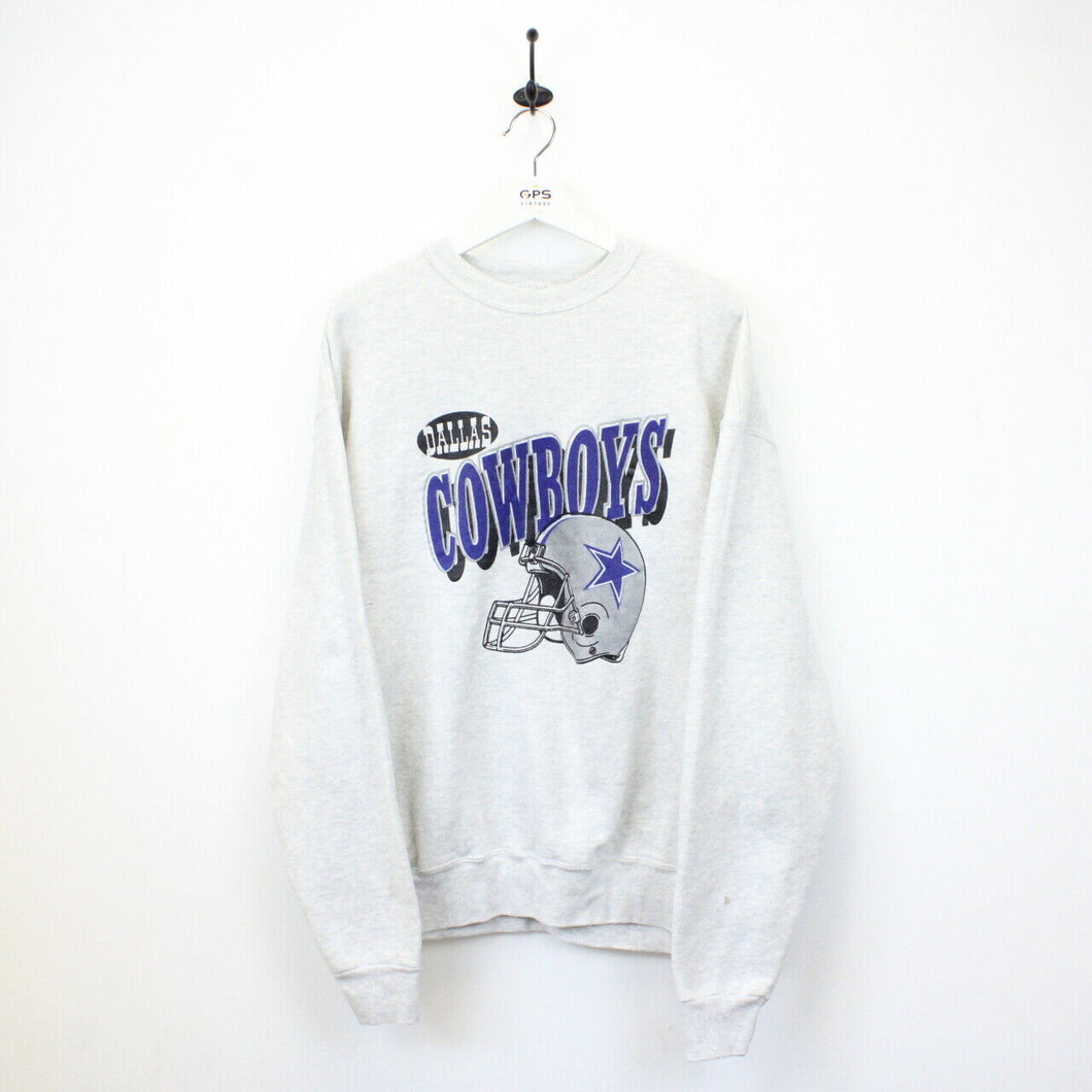NFL 90s Dallas COWBOYS Sweatshirt Grey | Large