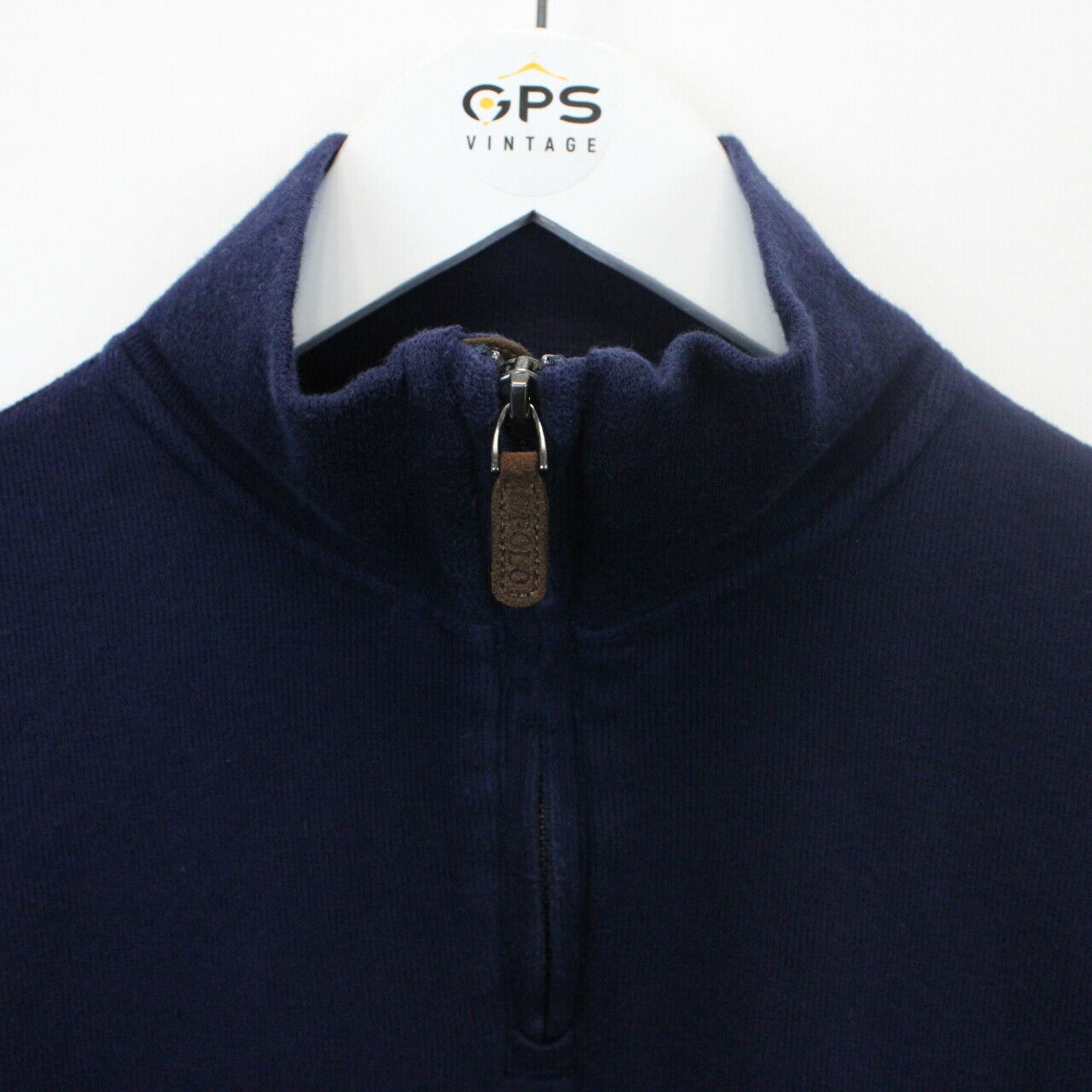 RALPH LAUREN 1/4 Zip Knit Sweatshirt Navy Blue | Small