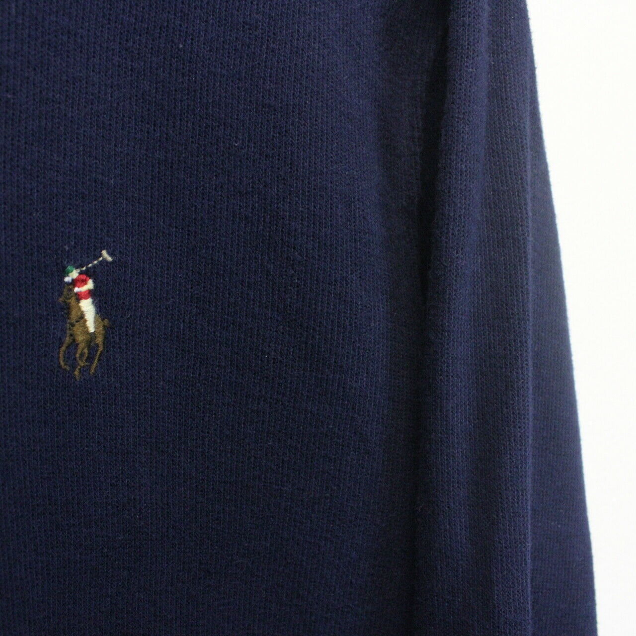 RALPH LAUREN 1/4 Zip Knit Sweatshirt Navy Blue | Small