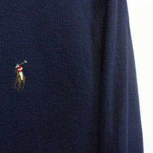 RALPH LAUREN 1/4 Zip Knit Sweatshirt Navy Blue | Small