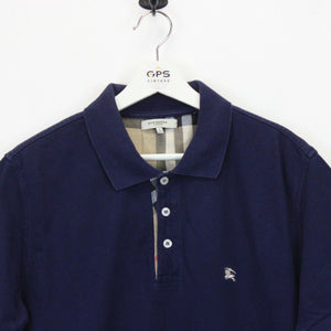 BURBERRY Polo Shirt Navy Blue | Large
