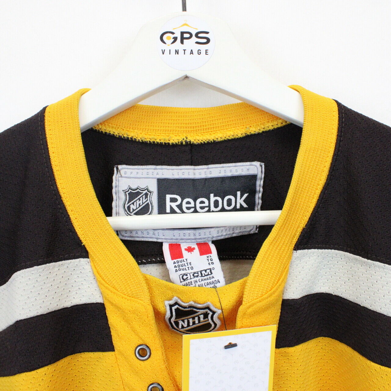 NHL REEBOK 00s Boston BRUINS Jersey Yellow | XL