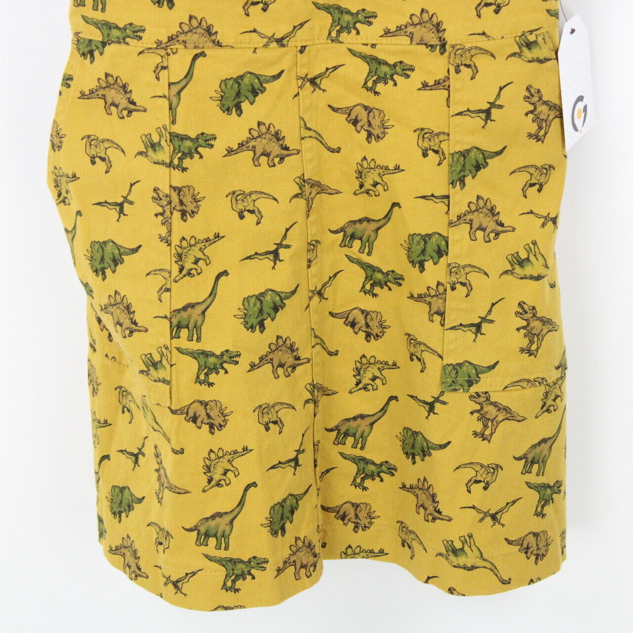 Womens Dinosaur Pinafore Dress Yellow | Medium