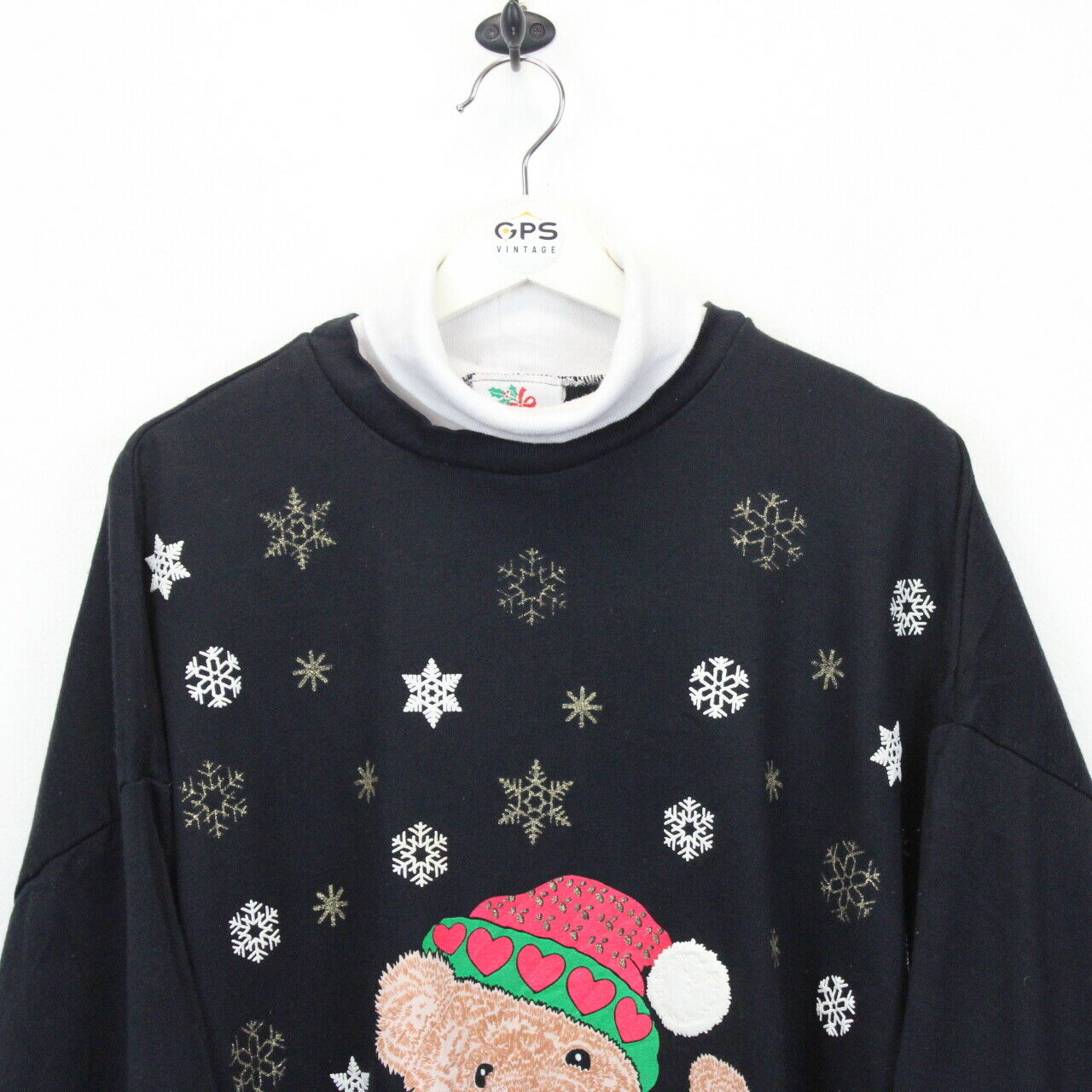 Womens 90s Christmas Sweatshirt Black | XL