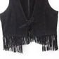 Womens Suede Vest Black | Small