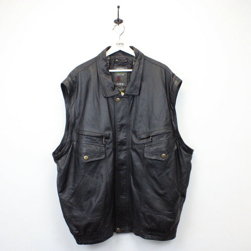90s Leather Biker Jacket Black | XXL