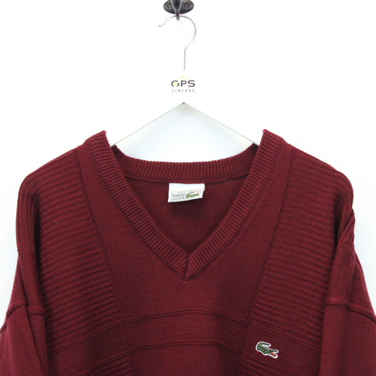 CHEMISE LACOSTE 90s Knit Sweatshirt Red | XXL