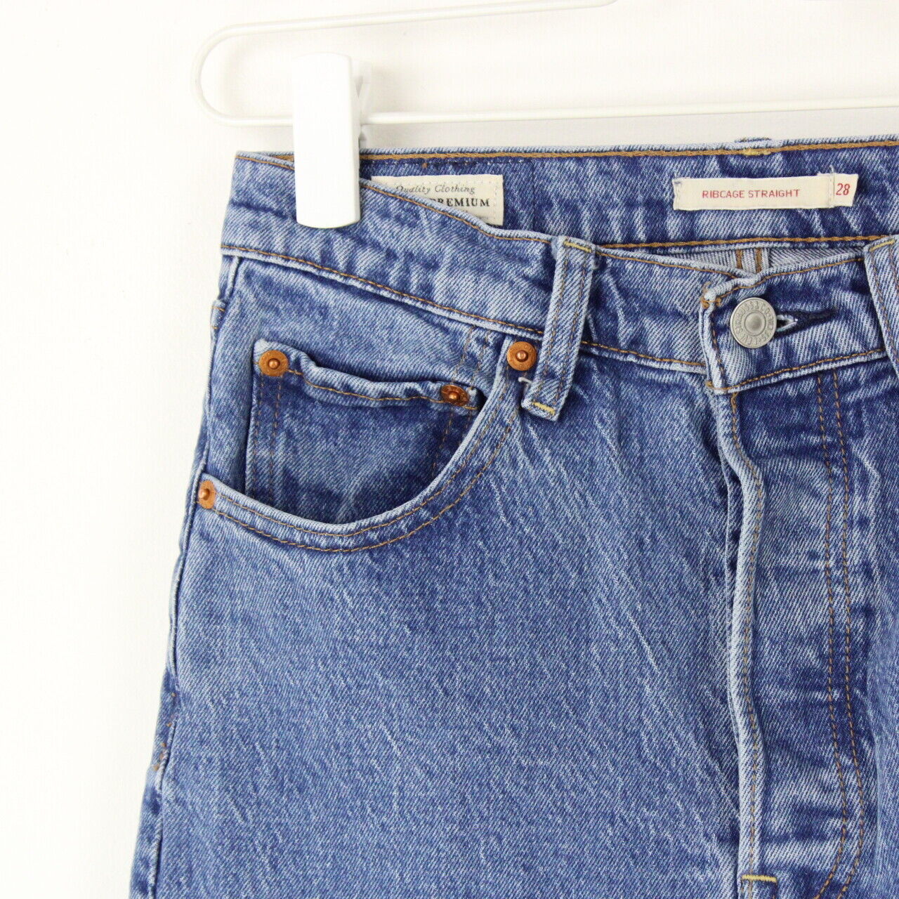 Womens LEVIS Ribcage Big E Jeans Mid Blue | W28 L28