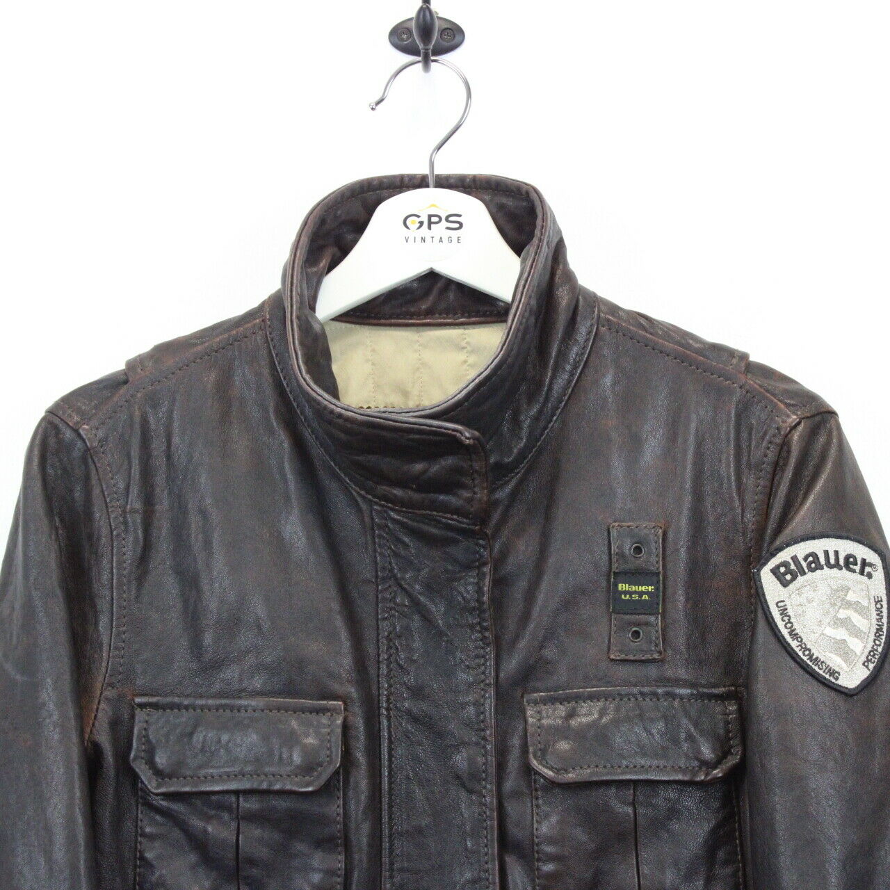 Womens BLAUER Leather Jacket Brown | Medium