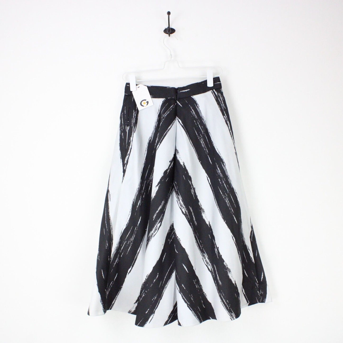 Womens Chevron Midi Skirt Black White | Small
