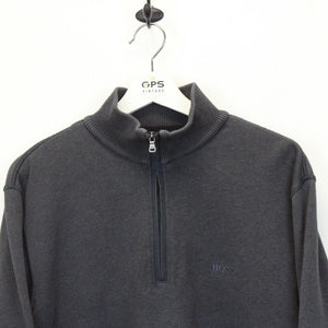 HUGO BOSS 1/4 Zip Sweatshirt Grey | Large