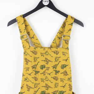 Womens Dinosaur Pinafore Dress Yellow | Medium
