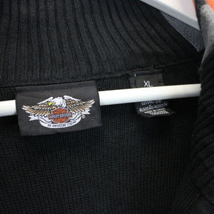 HARLEY DAVIDSON 00s 1/4 Zip Knit Sweatshirt Black | XL