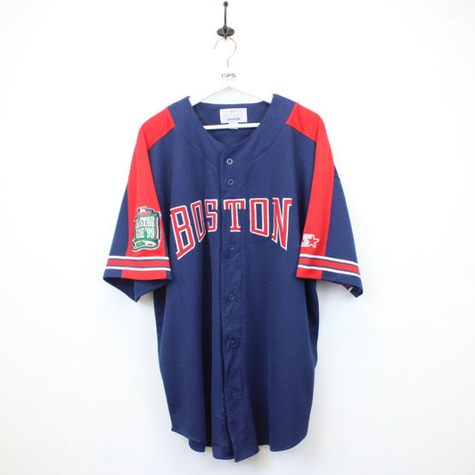 MLB 90s STARTER Boston RED SOX Jersey Navy Blue | XXL