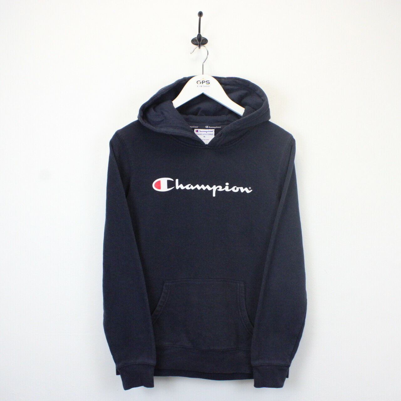 CHAMPION 00s Hoodie Navy Blue | Medium