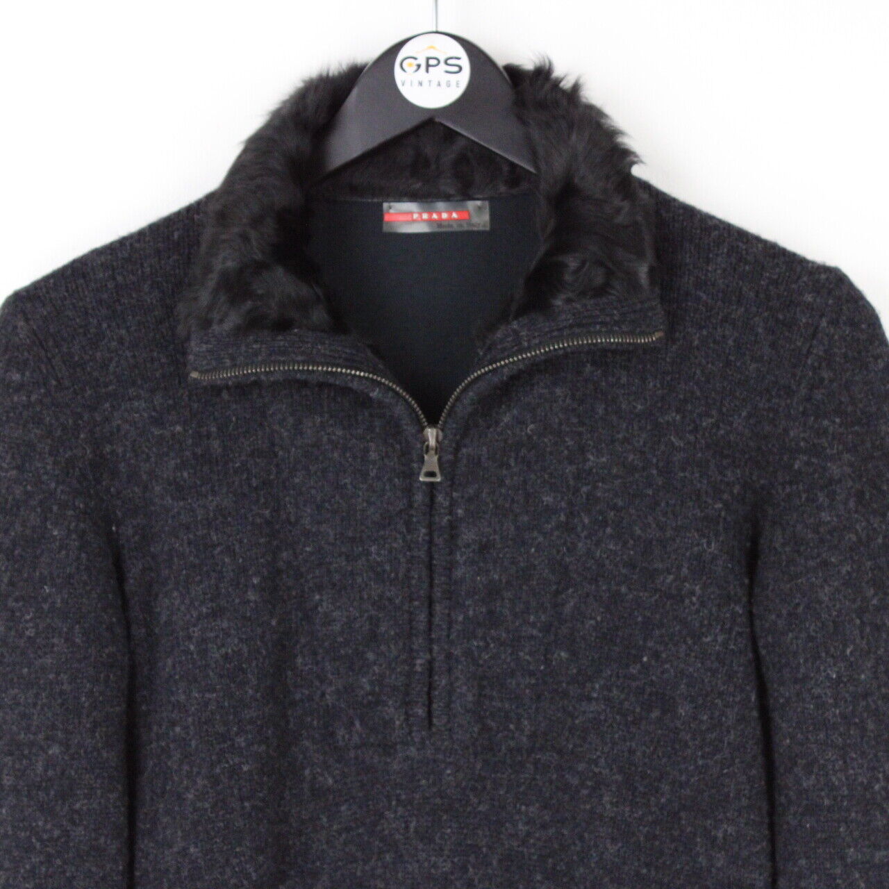 Womens PRADA 00s Wool Jumper Grey | Small