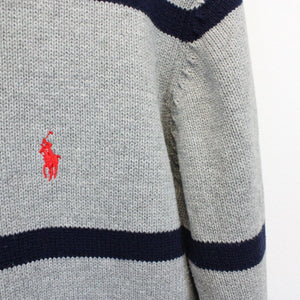 RALPH LAUREN 1/4 Zip Knit Sweatshirt Grey | Small