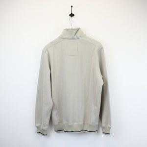 CHAMPION 1/4 Zip Sweatshirt Beige | Large