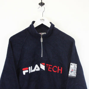 FILA 90s 1/4 Zip Fleece Navy Blue | Medium