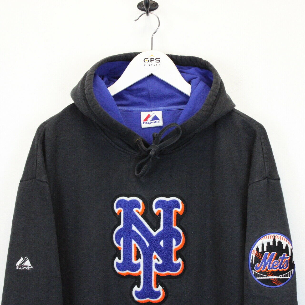 MLB 90s New York METS Hoodie Black | XL