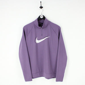 Womens NIKE 1/4 Zip Sweatshirt Purple | Large