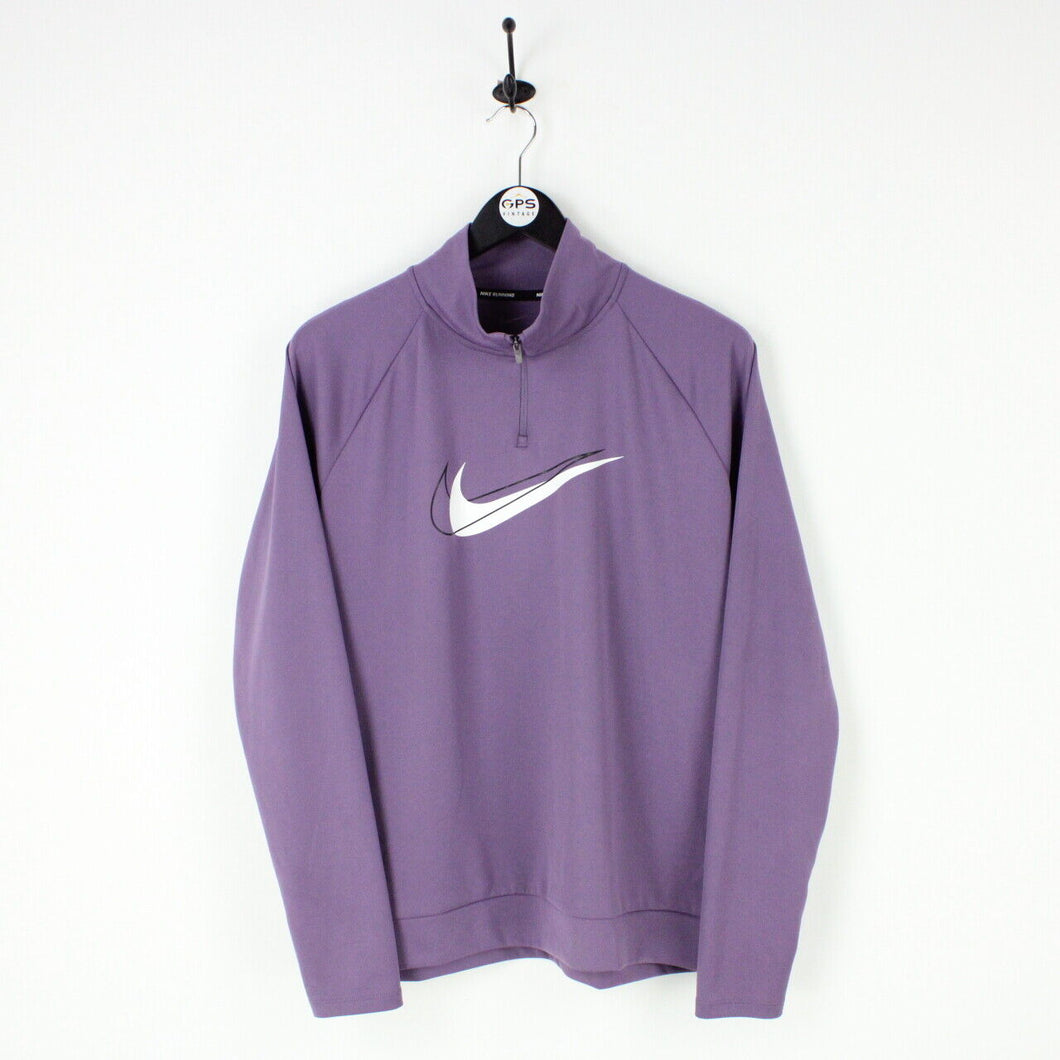 Womens NIKE 1/4 Zip Sweatshirt Purple | Large