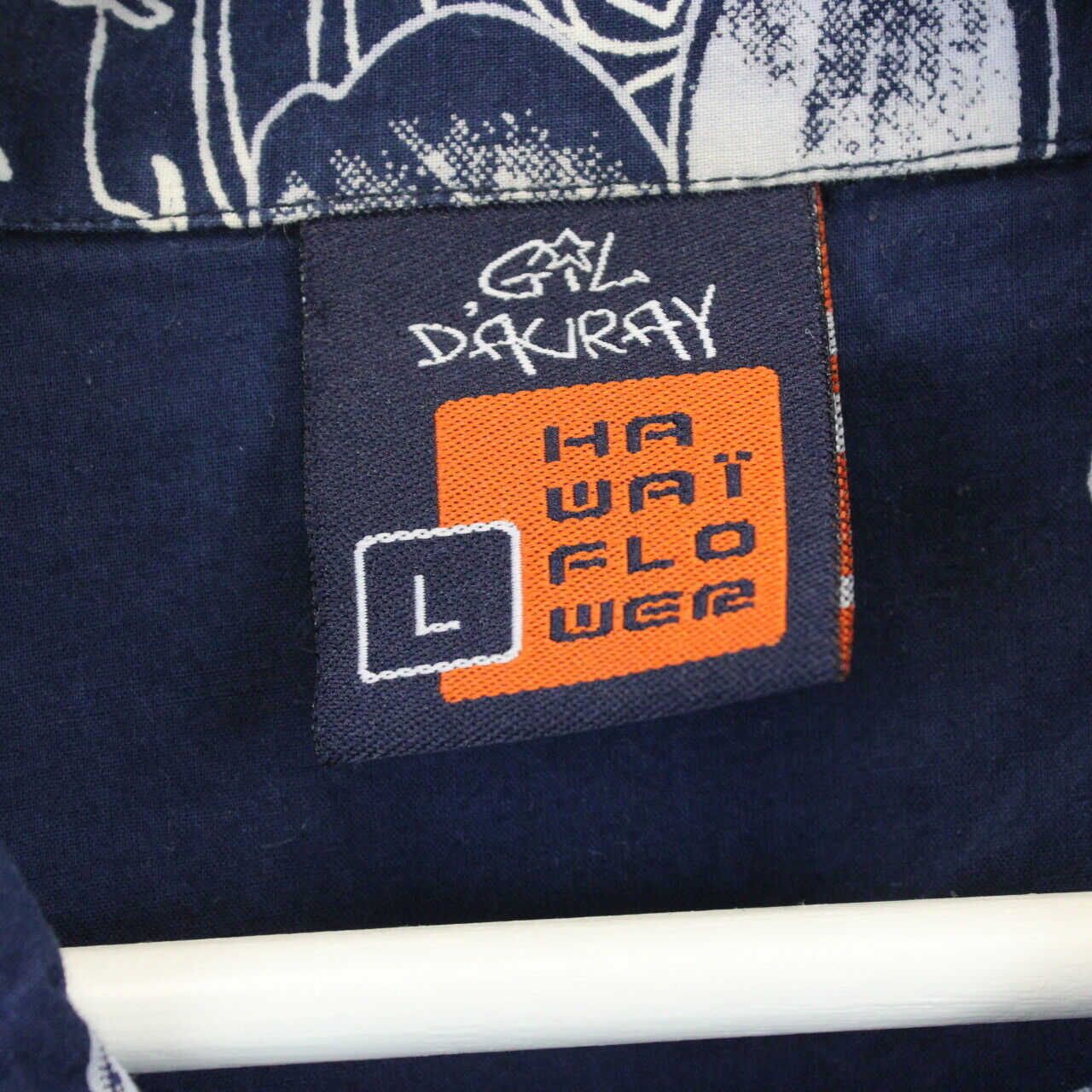 90s Hawaiian Shirt Navy Blue | Large