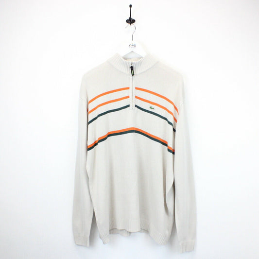 LACOSTE 1/4 Zip Knit Sweatshirt Beige | XXL