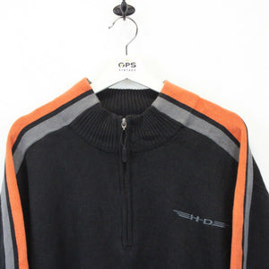 HARLEY DAVIDSON 00s 1/4 Zip Knit Sweatshirt Black | XL