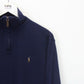 RALPH LAUREN 1/4 Zip Knit Sweatshirt Navy Blue | Small