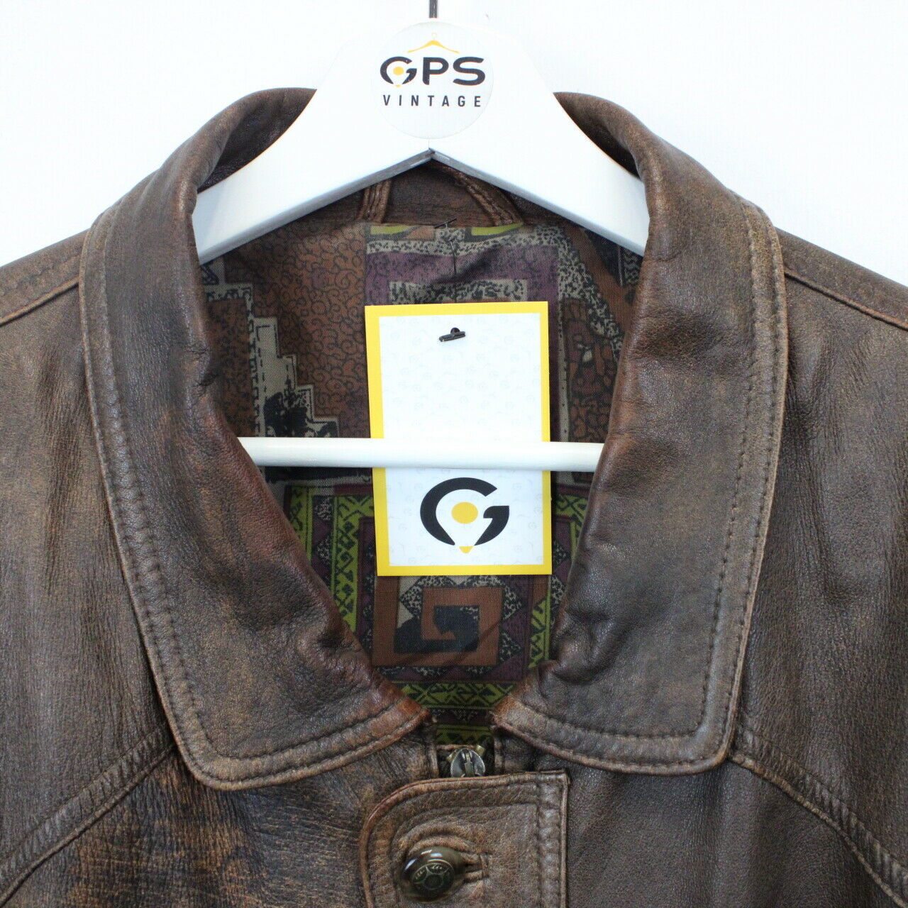 90s Leather Aviator Jacket Brown | Large