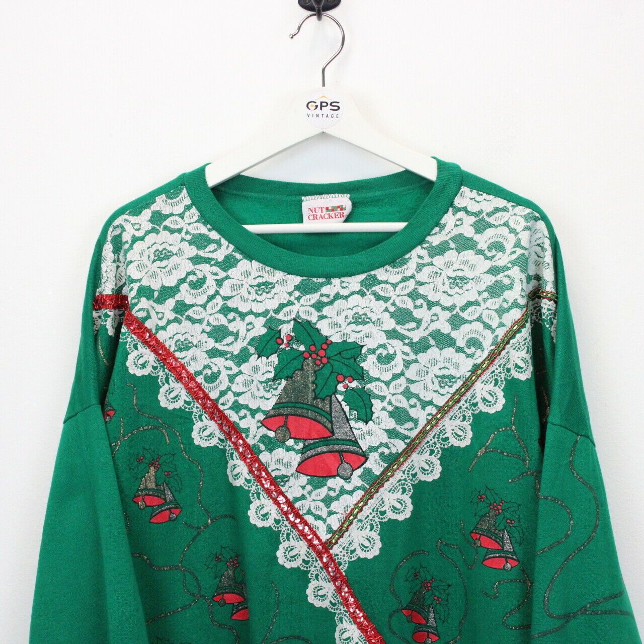 Womens 90s Christmas Sweatshirt Green | XXL