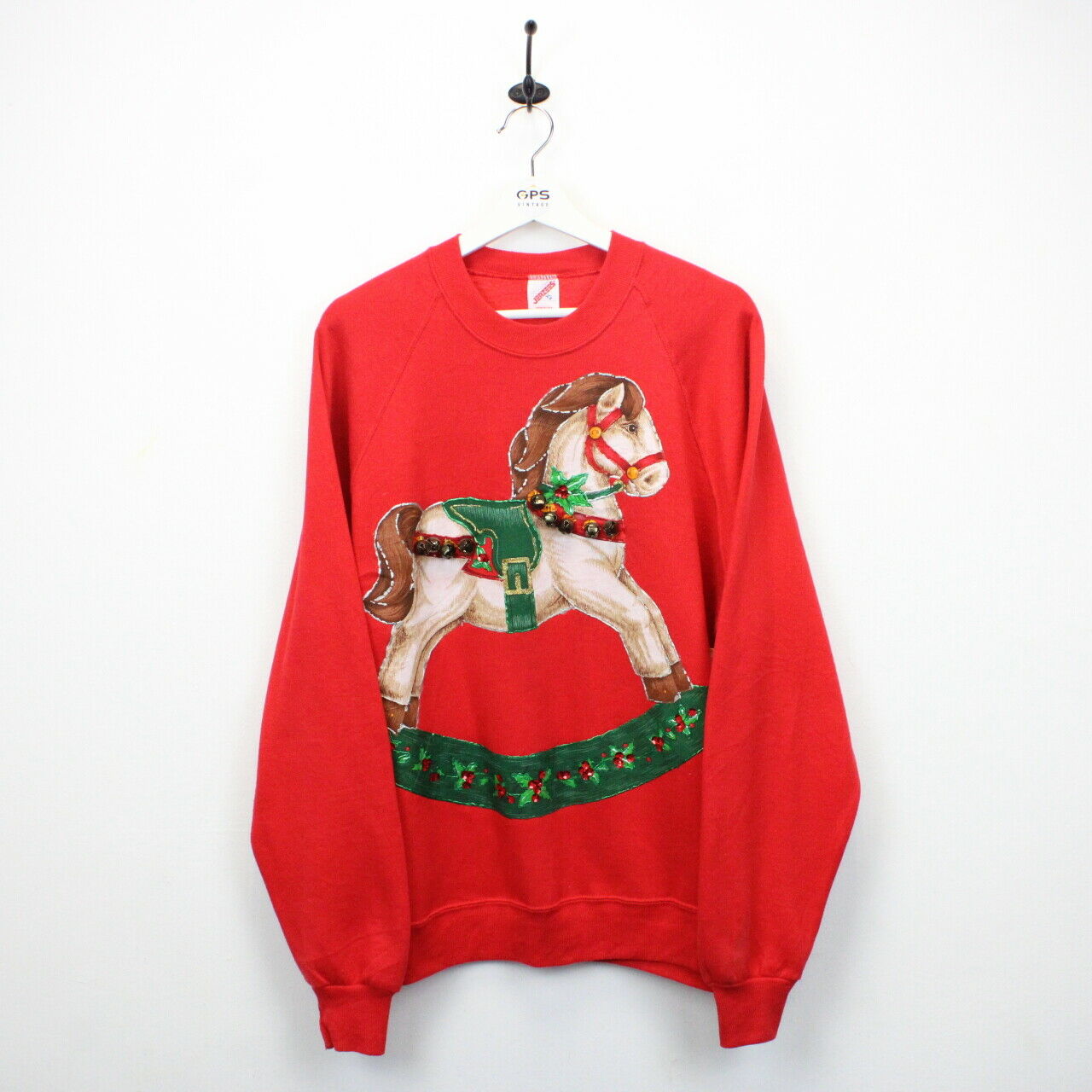 Womens 90s Christmas Sweatshirt Red | XL