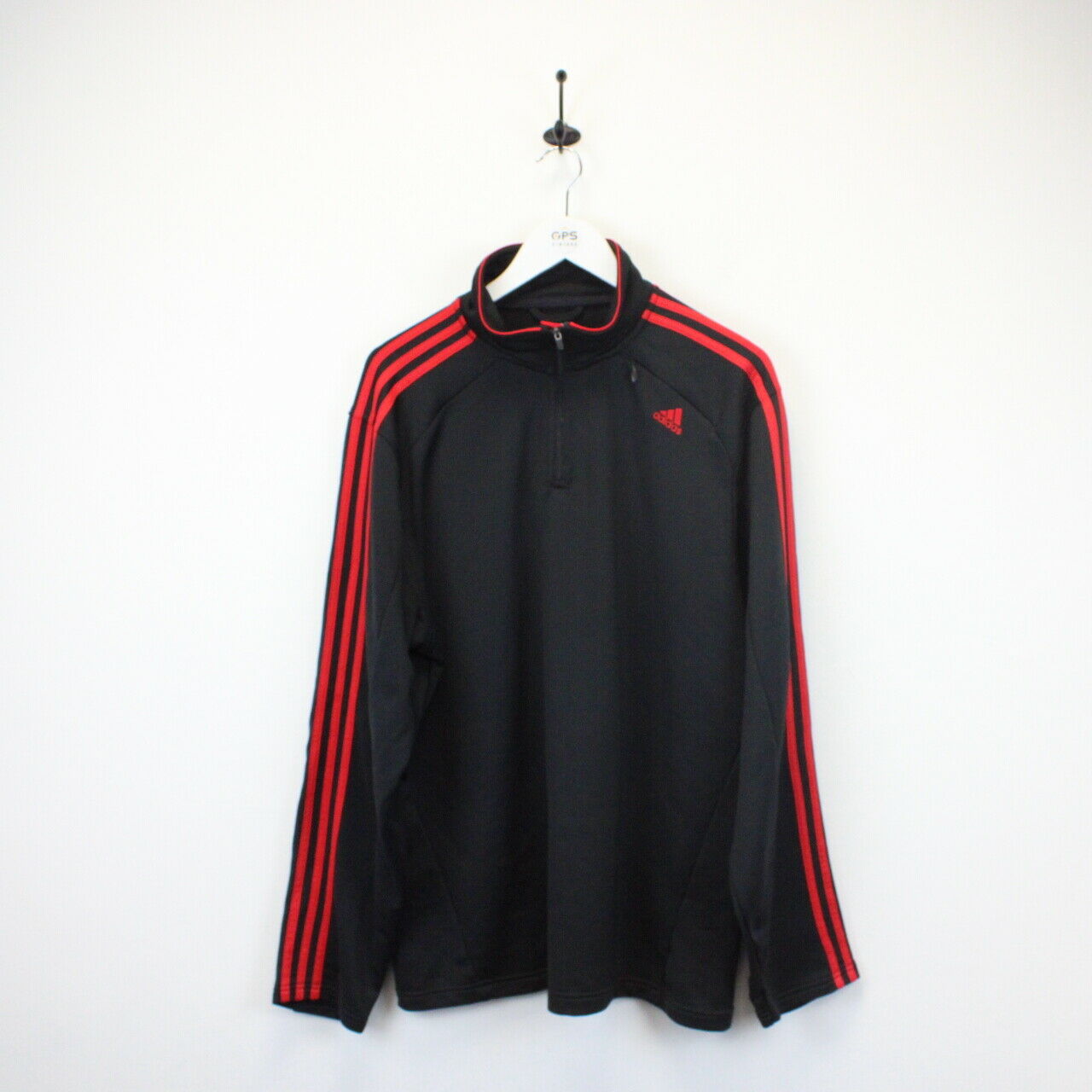 ADIDAS 1/4 Zip Sweatshirt Black | Large