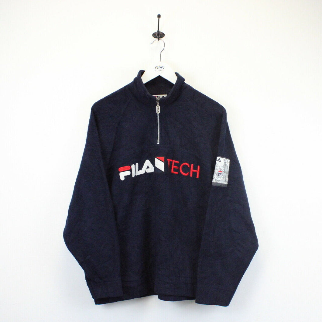 FILA 90s 1/4 Zip Fleece Navy Blue | Medium