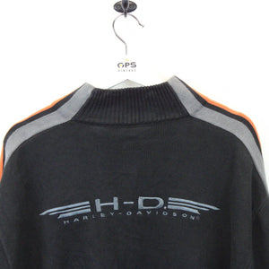 HARLEY DAVIDSON 00s 1/4 Zip Knit Sweatshirt Black | XL