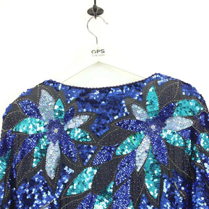 Womens 90s Sequin Top Blue | XL