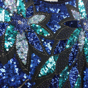 Womens 90s Sequin Top Blue | XL