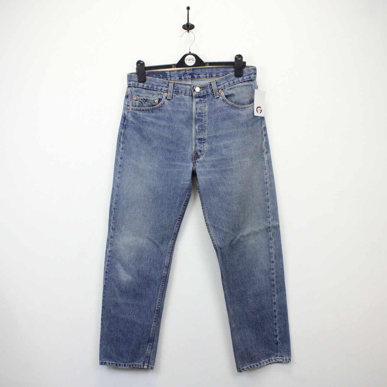 Vtg 90s USA Levis 501 Men's Tag W33 L34 L Faded Black Jeans