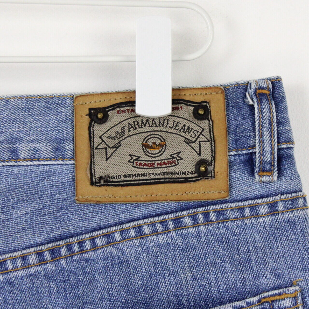 Mens ARMANI 90s True Blue Jeans Light Blue | W36 L32