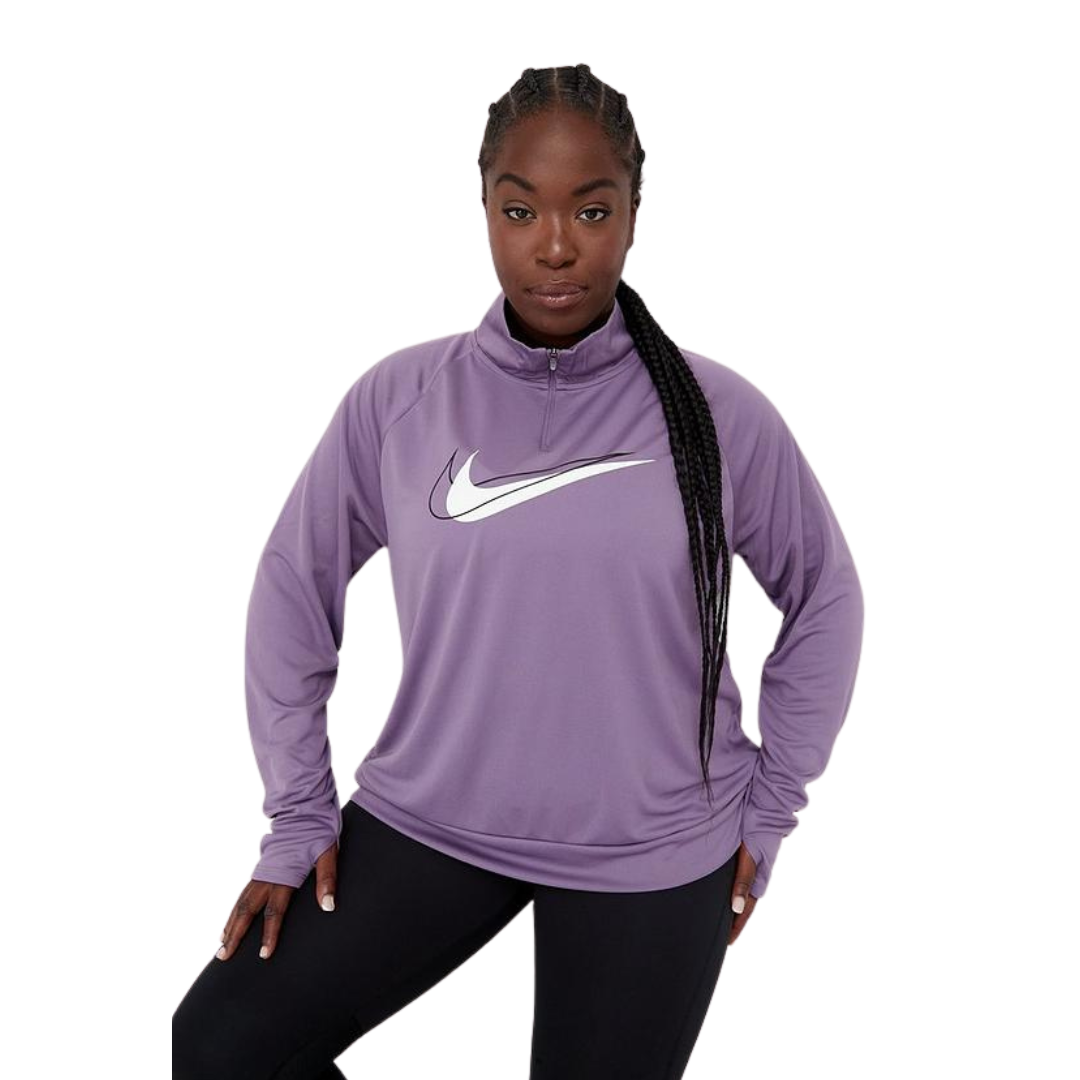 Womens NIKE 1/4 Zip Sweatshirt Purple | Large