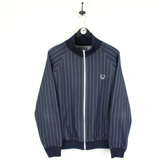 Mens FRED PERRY 90s Track Top Navy Blue | Large