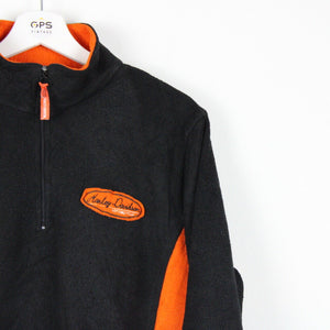 Womens Vintage HARLEY DAVIDSON 1/4 Zip Fleece Black | XL