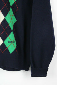 Vintage 90s BURBERRY Knit Sweatshirt Navy | Large