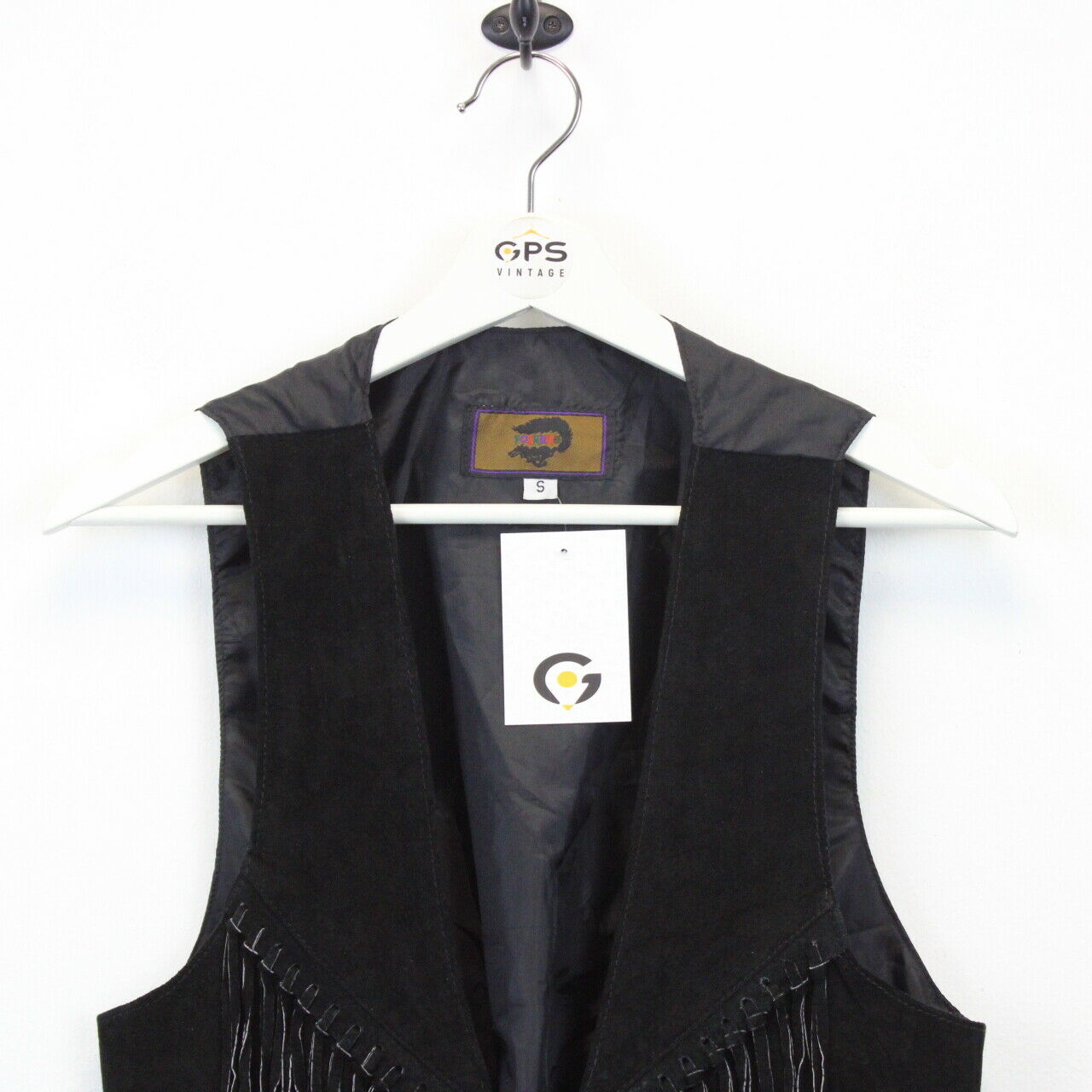 Womens Suede Western Vest Black | Small