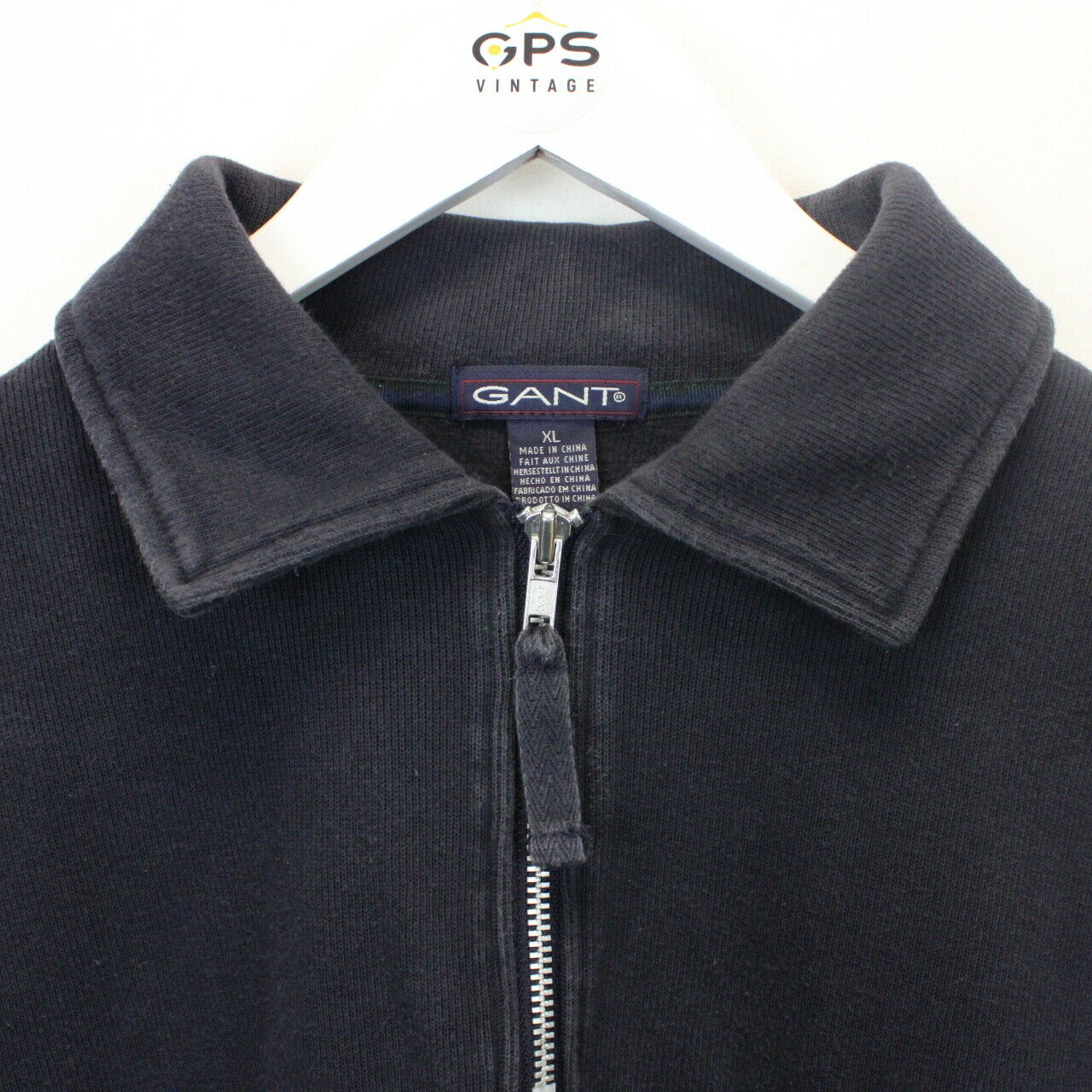 GANT 00s 1/4 Zip Knit Sweatshirt Navy Blue | XL