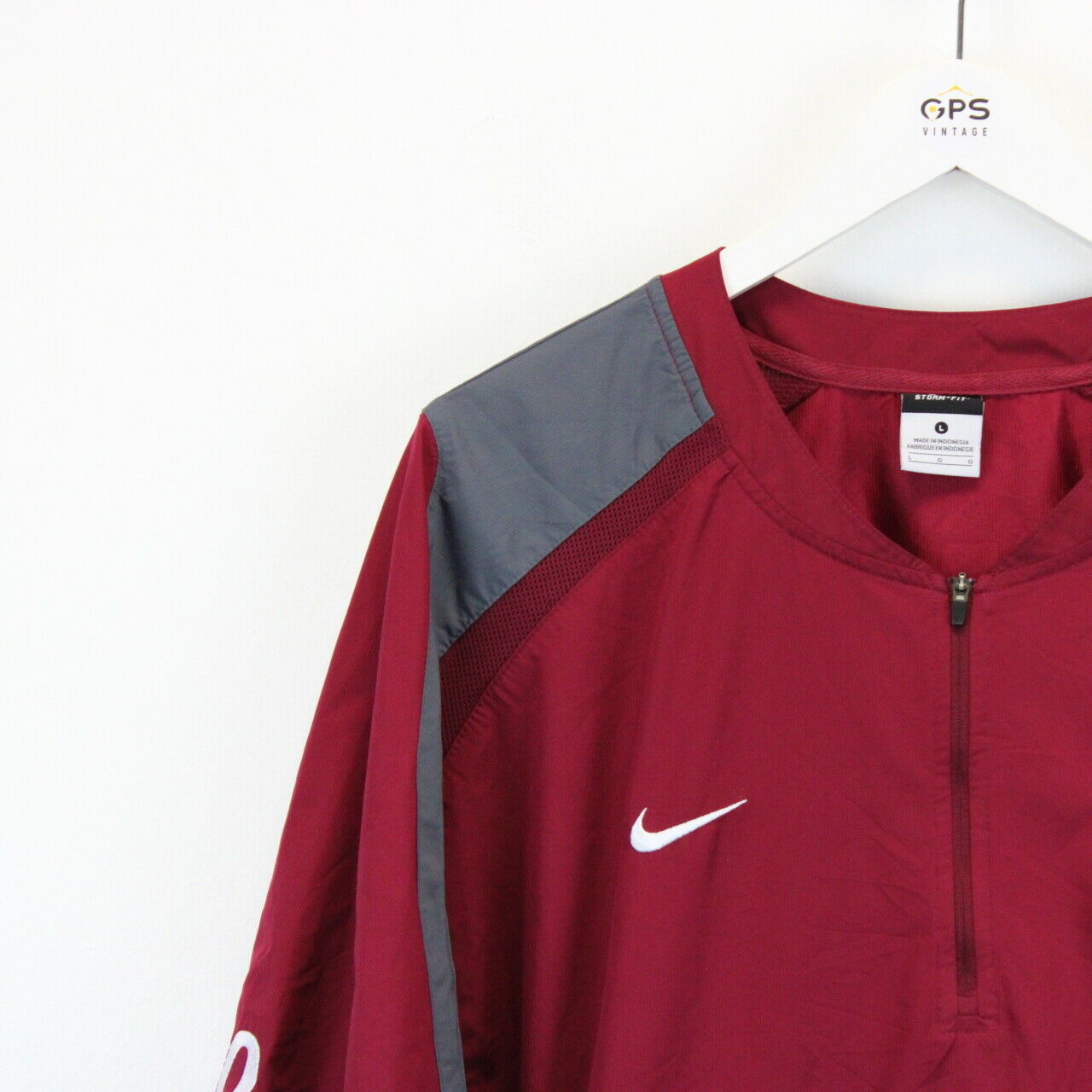 NIKE 1/4 Zip T-Shirt Red | Large