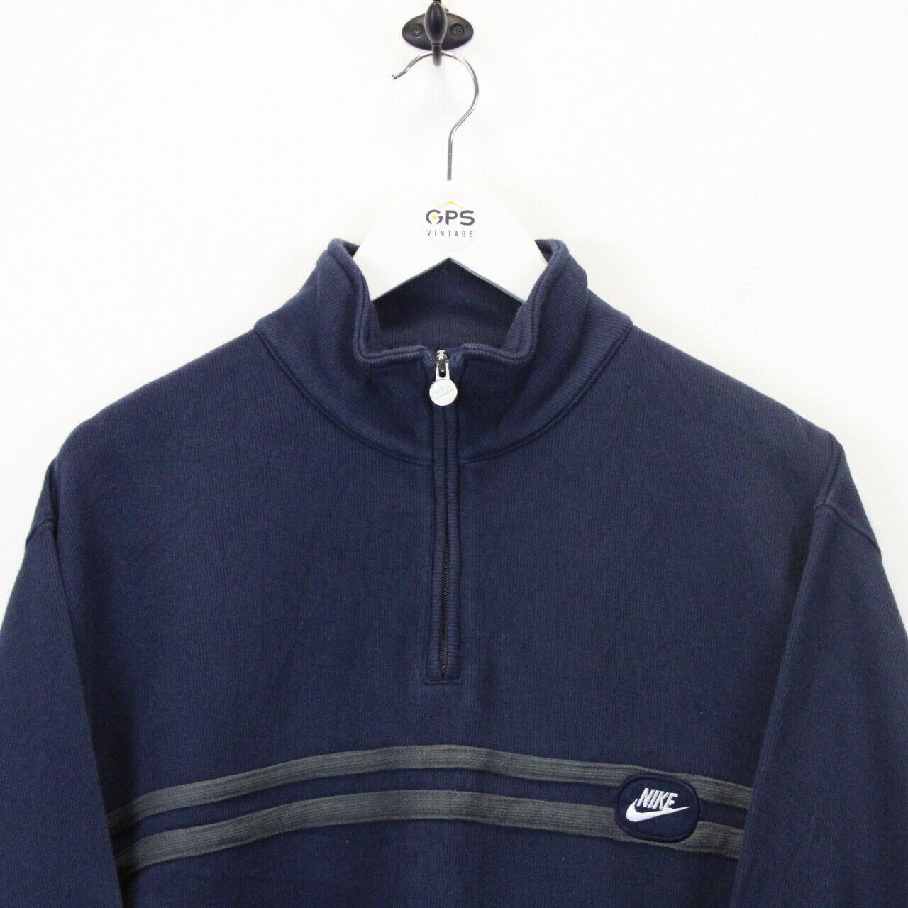 NIKE 00s 1/4 Zip Sweatshirt Navy Blue | Large