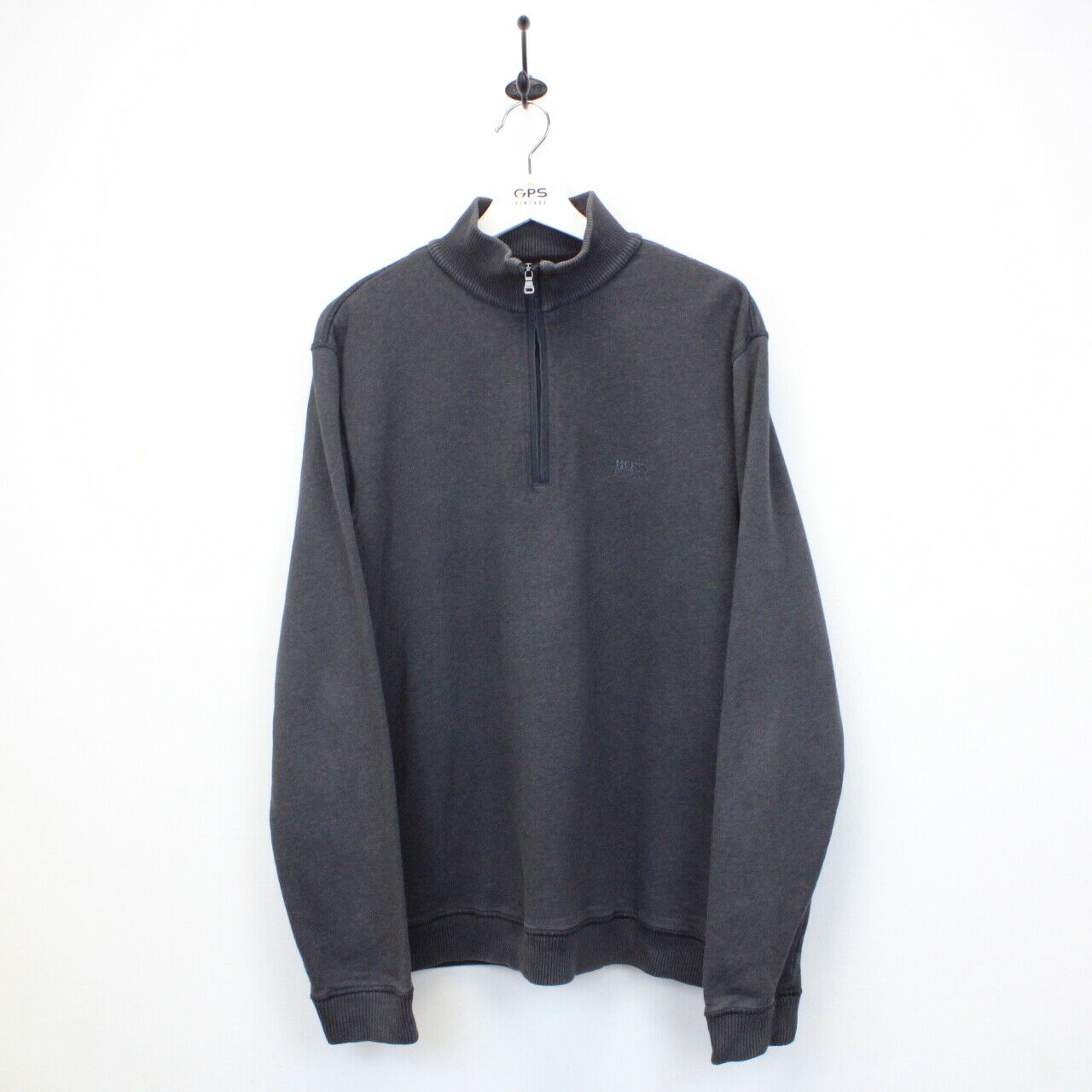 HUGO BOSS 1/4 Zip Sweatshirt Grey | Large